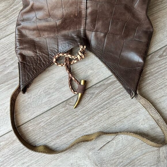 Misses Pick Croc Embossed Leather Shoulder Bag Made  in Spain - Picture 7 of 16